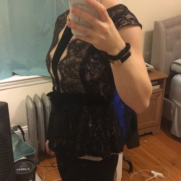 Francesca’s Black Lace Peplum Top - Picture 7 of 8